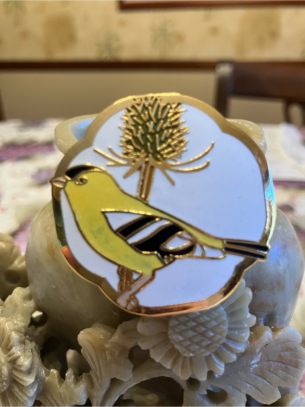 NWT OLD STOCK CLOISSONE BROOCH GOLDFINCH - Picture 4 of 5
